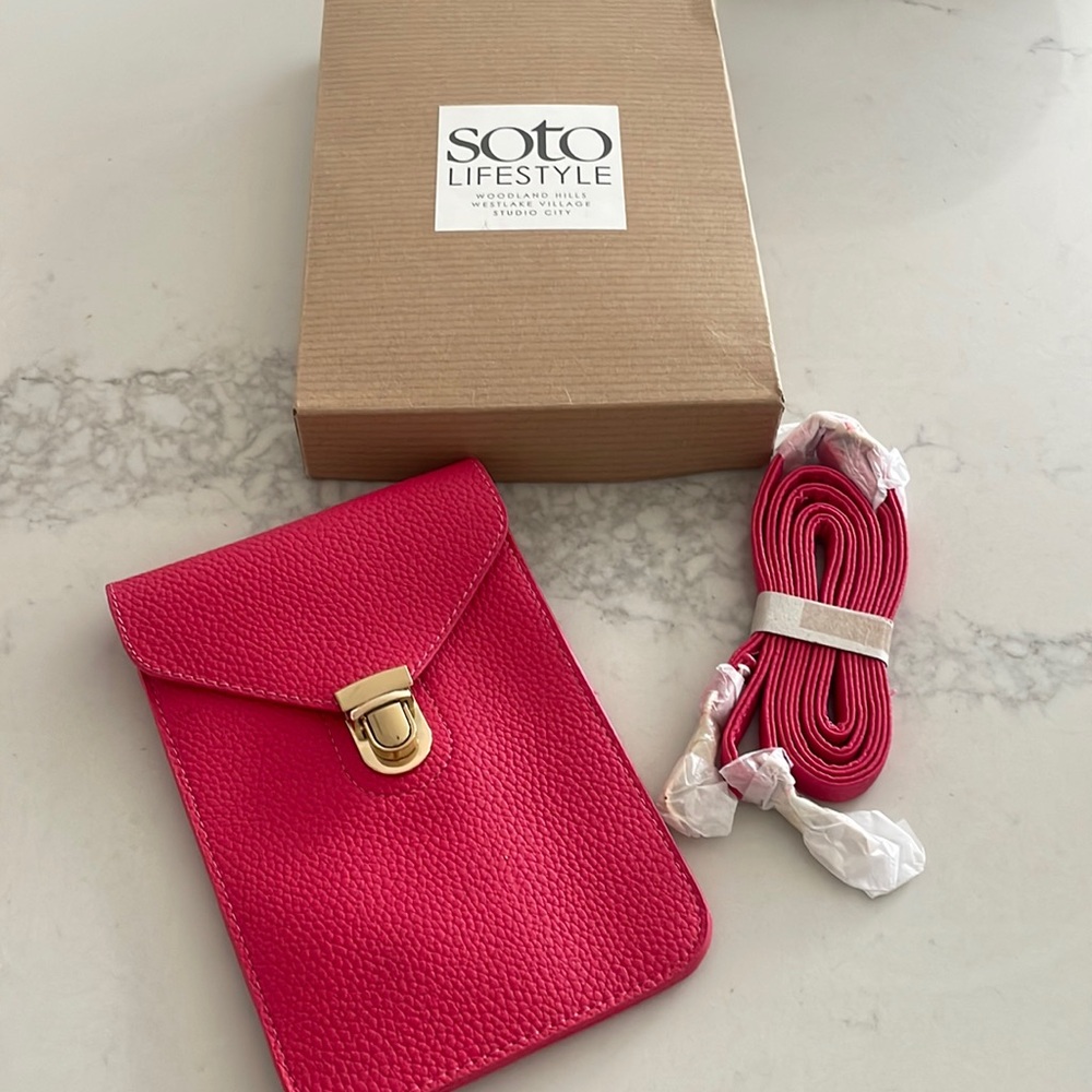 Pink leather cell phone/Crossbody bag